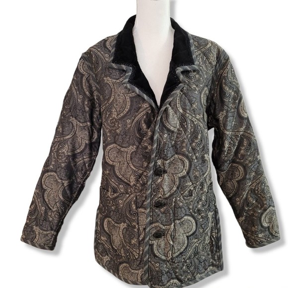 Koos of Course! Patterned Jacquard Quilted Reversible Jacket Womens Sz Small - Picture 1 of 16